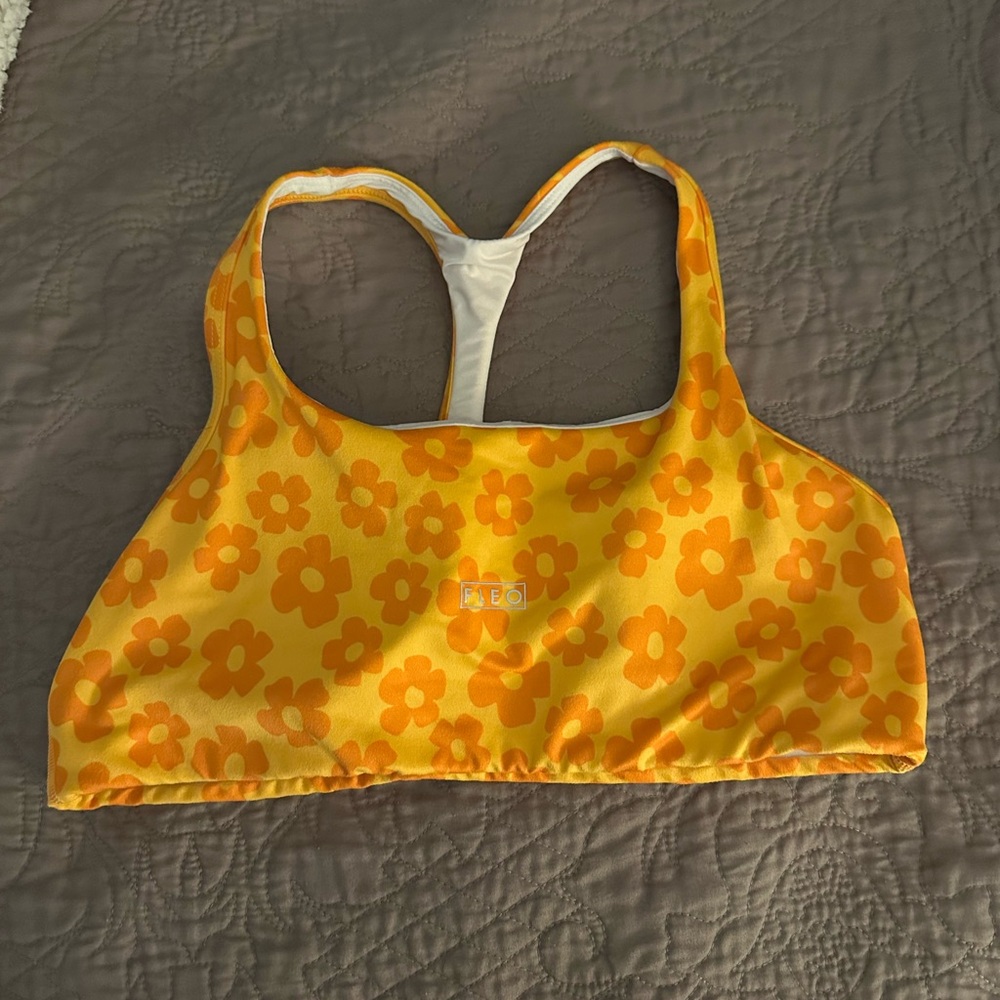 FLEO Sage style Yellow and Orange Floral Sports Bra